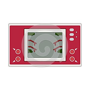 Vector game and watch icon illustration. Geek gaming retro gadget from the nineties. Old game entertainment device photo