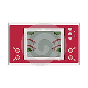 Vector game and watch icon illustration. Geek gaming retro gadget from the nineties. Old game entertainment device