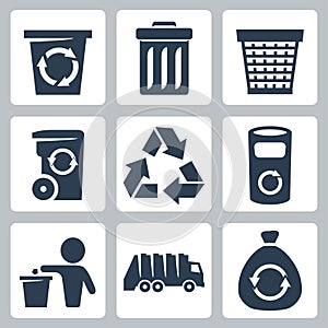 Vector garbage icons set photo