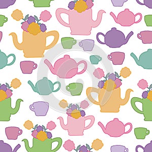 Vector Garden Tea Party seamless patterns