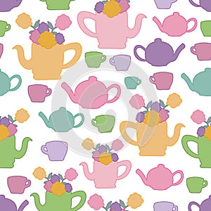 Vector Garden Tea Party seamless patterns photo