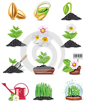 Vector gardening icon set