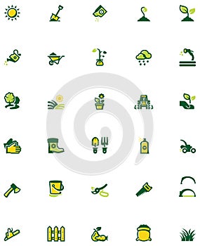 Vector gardening icon set