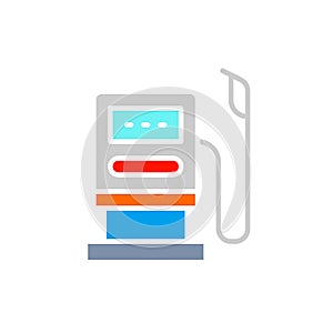 Vector gas and oil station, fuel pump, gasoline white line icon.