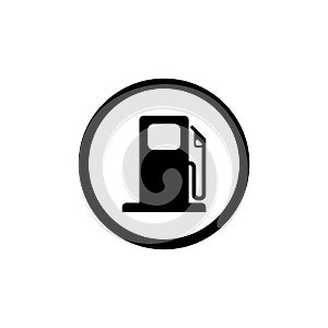 Vector gas station icons. The icon with a black sign on a white/color background. Can be used as a design element. Vector illustra