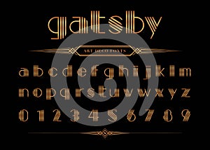 Vector of Gatsby font and number, Gold Letter set