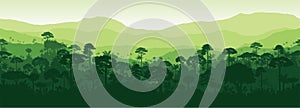 Vector Gayana horizontal seamless tropical rainforest Jungle forest background