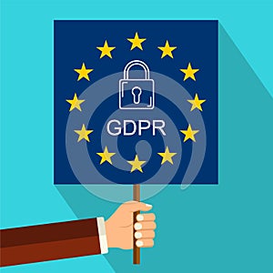 Vector GDPR - General Data Protection Regulation pattern with line style icons. Web Privacy and security black on white b