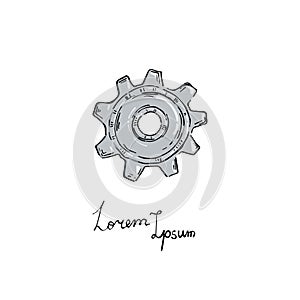 Vector gear icon. Doodle style.