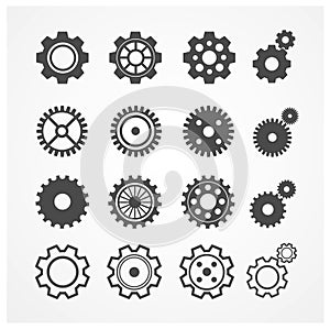 Vector gear icon set. Flat Design