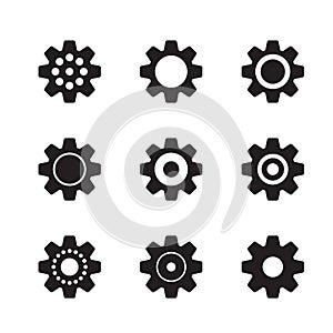 Vector gear icons set on white background
