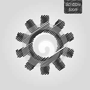 Vector gears icon in scribble style