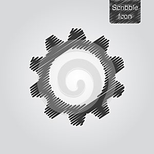 Vector gears icon in scribble style