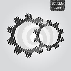 Vector gears icon in scribble style