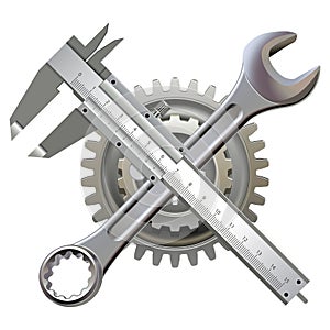 Vector Gearwheel with Wrench and Calipers