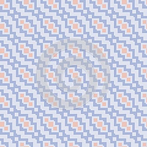 Vector geo ethnic pattern. Tribal illustration with blue, pink diagonal zigzag