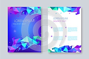 Vector geometric abstract brochure design, facet triangle style. flyer, poster template.