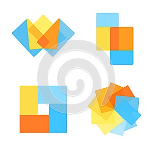 Vector geometric abstract logo design elements with multiply shapes.