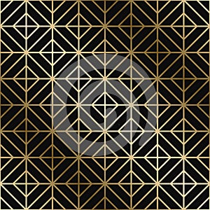 Vector geometric art deco pattern - seamless luxury gold gradient design. Rich endless ornamental background