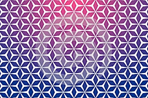 Vector Geometric Blue and Pink Gradient Background with Seamless Overlapping Hexagonal Stars Pattern