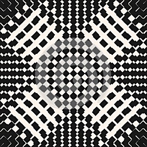 Vector geometric checkered seamless pattern. Black and white squares, lattice