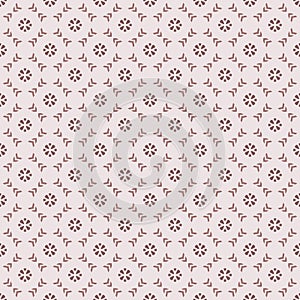 Vector geometric floral seamless pattern. Simple brown and beige ornament