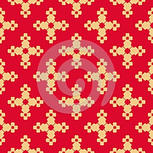 Vector geometric floral texture. Vintage seamless pattern in red and tan colors