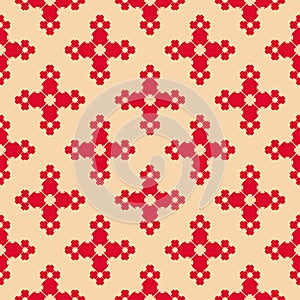 Vector geometric floral texture. Vintage seamless pattern in red and tan colors