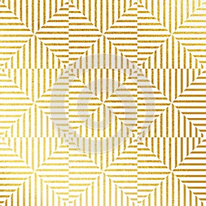 Vector geometric gold glittering seamless pattern on white background.