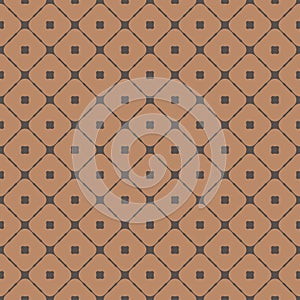 Vector geometric grid seamless pattern. Abstract brown texture with rounded net