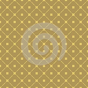 Vector geometric grid seamless pattern. Abstract golden texture with rounded net