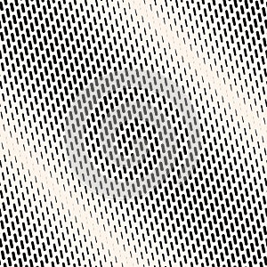 Vector geometric halftone seamless pattern with dash lines, fading stripes