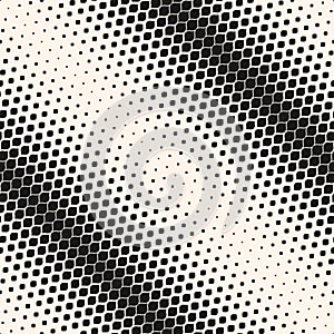 Vector geometric halftone seamless pattern. Diagonal gradient, transition effect.