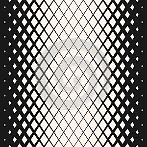 Vector geometric halftone seamless pattern with fading rhombuses. Hipster fashion design.