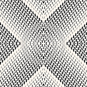Vector geometric halftone seamless pattern with small lines. Black and white