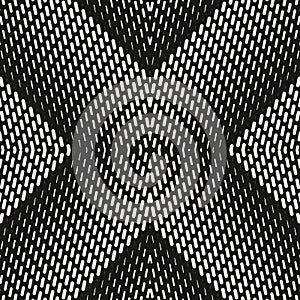 Vector geometric halftone seamless pattern with small lines. Black and white