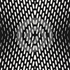 Vector geometric halftone seamless pattern with small lines. Black and white