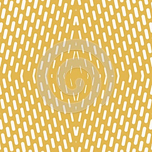Vector geometric halftone seamless pattern with small lines. Yellow and white