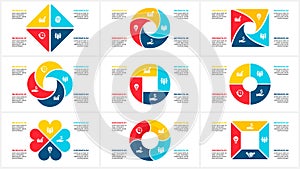 Vector geometric infographic set. Template for cycle diagram, graph or presentation. Business concept with 4 options