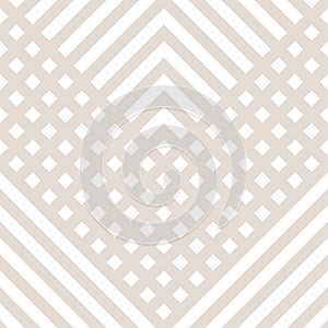 Vector geometric linear seamless pattern. Minimal beige and white background