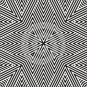 Vector geometric lines seamless pattern. Black and white linear ornament