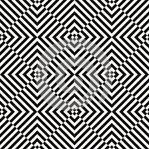 Vector geometric lines seamless pattern. Abstract black and white geo texture