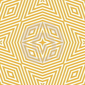 Vector geometric lines seamless pattern. Abstract yellow linear background