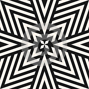 Vector geometric lines seamless pattern. Black and white linear background