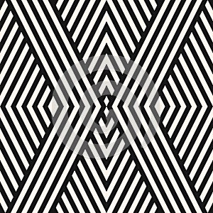 Vector geometric lines seamless pattern. Black and white texture with stripes