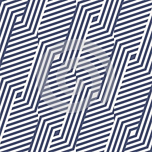 Vector geometric lines seamless pattern. Dark blue and white abstract texture