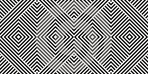 Vector geometric lines seamless pattern with diagonal stripes, lines, squares