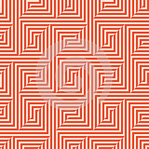 Vector geometric lines seamless pattern. Modern funky orange and white texture