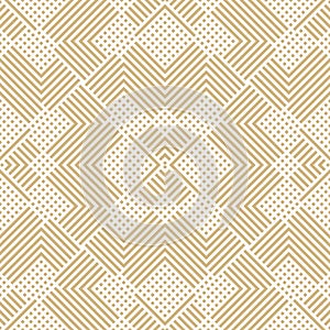 Vector geometric lines seamless pattern. Modern golden minimal linear background