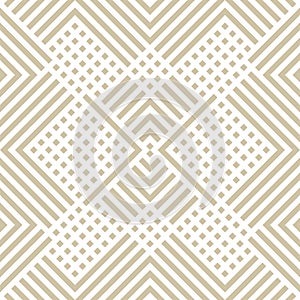 Vector geometric lines seamless pattern. Modern golden minimal linear background